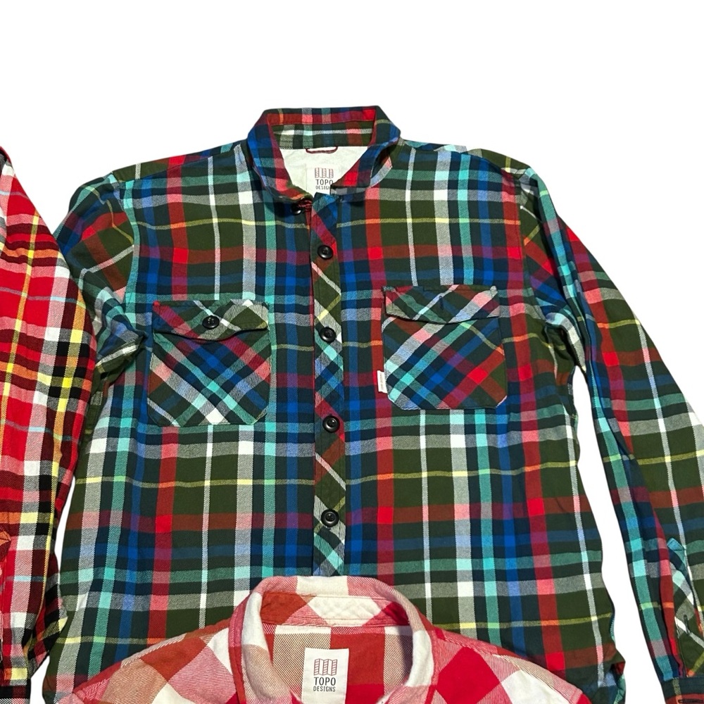 Topo Designs Plaid Flannel Shirts Lot Of 4 Mountain Sz Medium Button Down - Picture 4 of 6